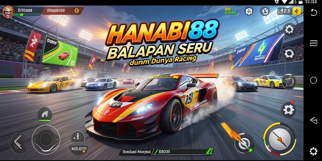 Tampilan gameplay <strong>HANABI88</strong> yang dinamis dan penuh aksi balapan.