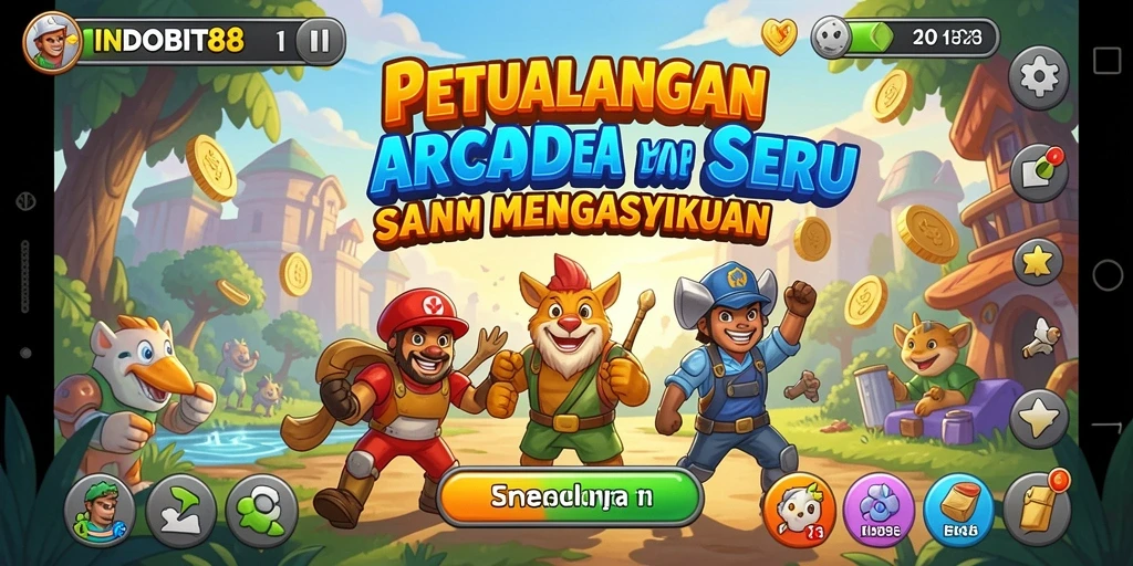 Screenshot gameplay INDOBIT88 menampilkan aksi seru dan karakter unik.