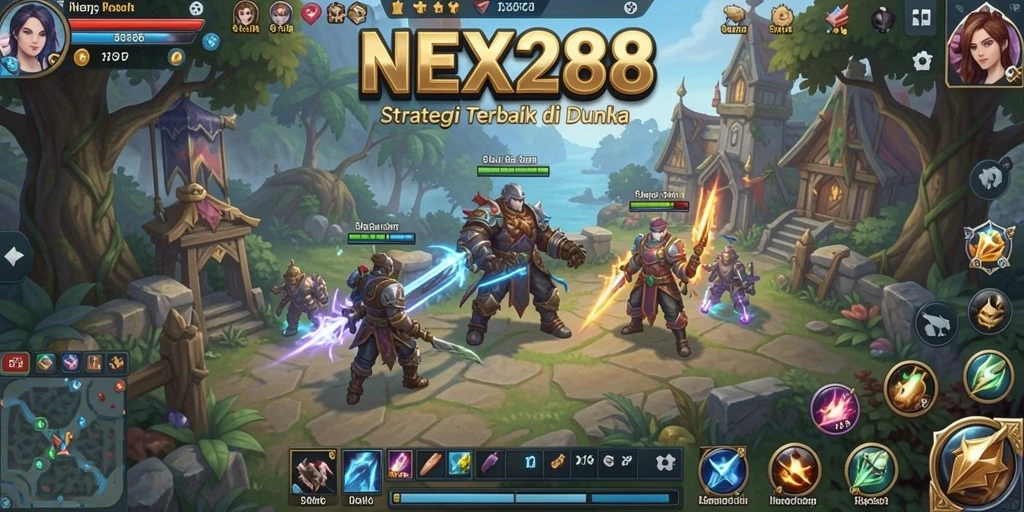 Screenshot gameplay NEX288 menampilkan pertempuran strategi yang intens.