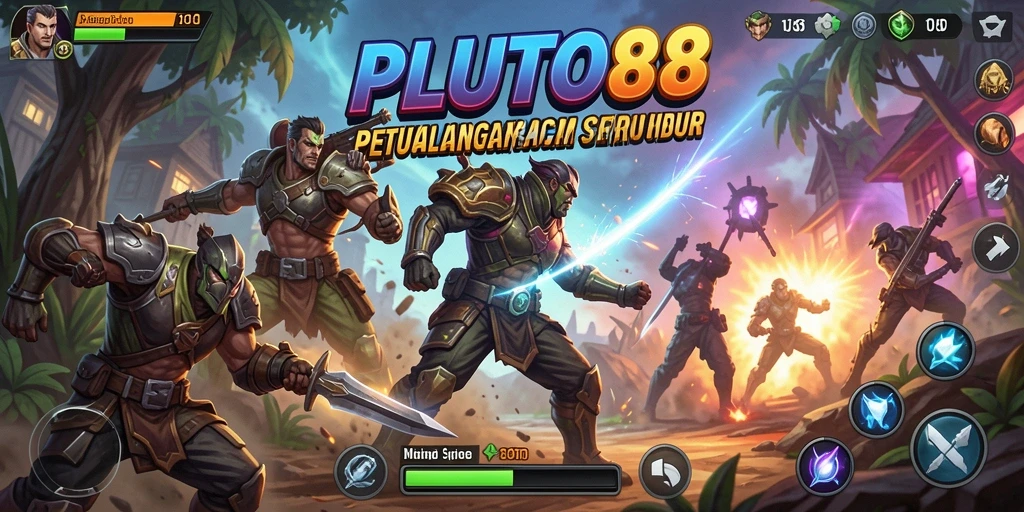 Screenshot gameplay dinamis dan mendebarkan dari PLUTO88.